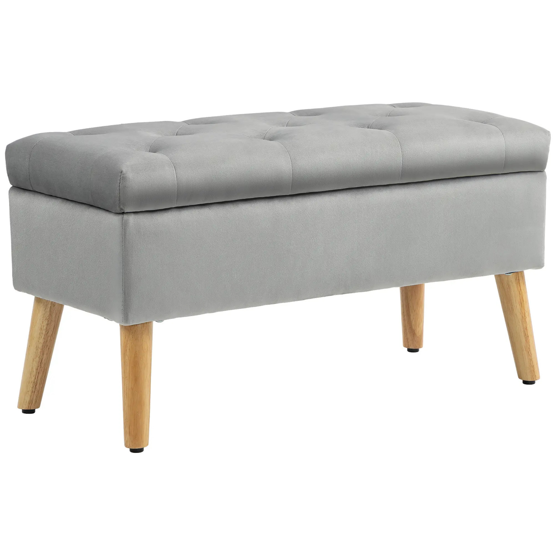 Grijze hocker met opbergruimte – zitbankje 80x35x40 cm voor slaapkamer of hal