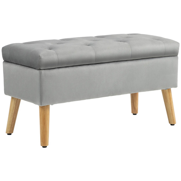 Grijze hocker met opbergruimte – zitbankje 80x35x40 cm voor slaapkamer of hal