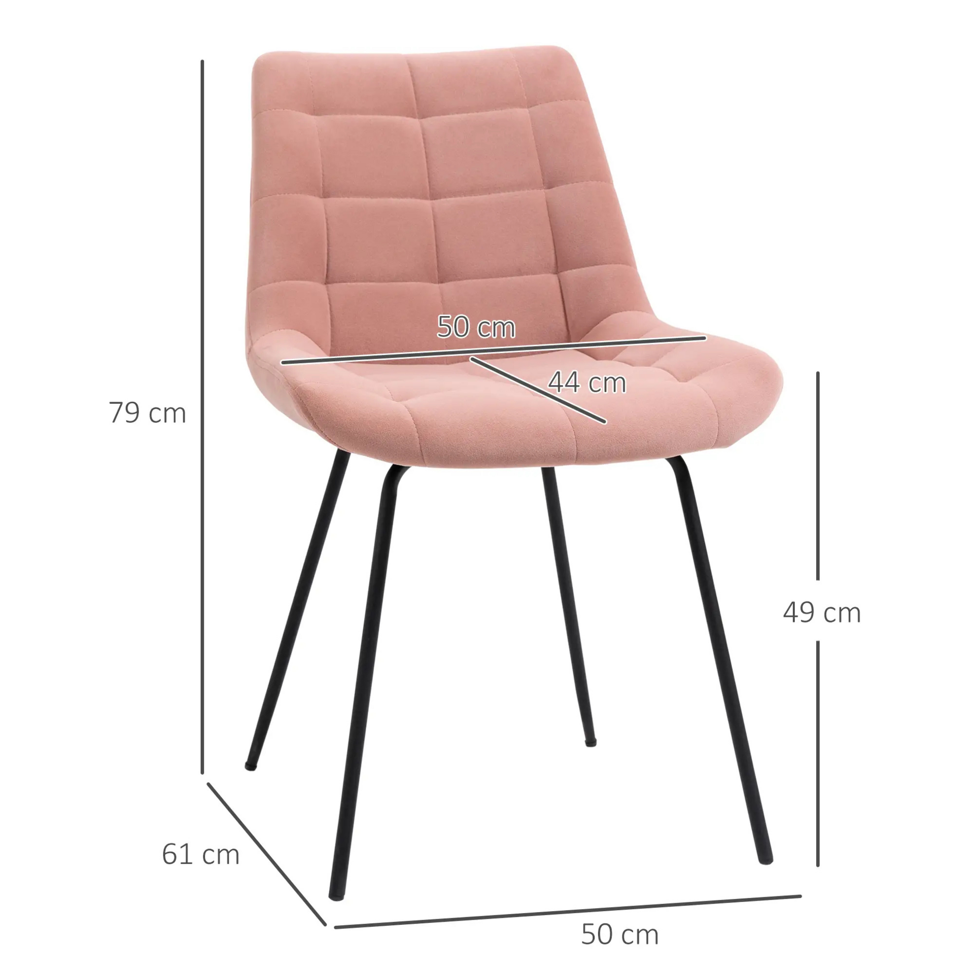 Zwart-roze eetkamerstoelen set van 2 – fluweelachtige stof en metaal in stijlvol contrast