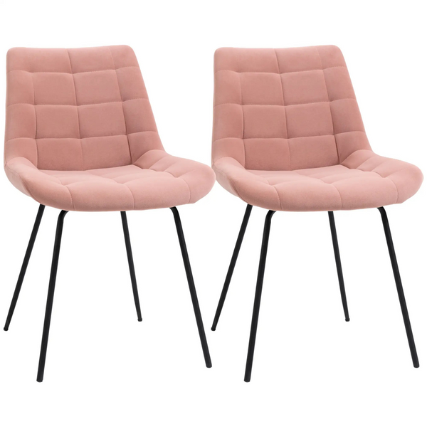Zwart-roze eetkamerstoelen set van 2 – fluweelachtige stof en metaal in stijlvol contrast