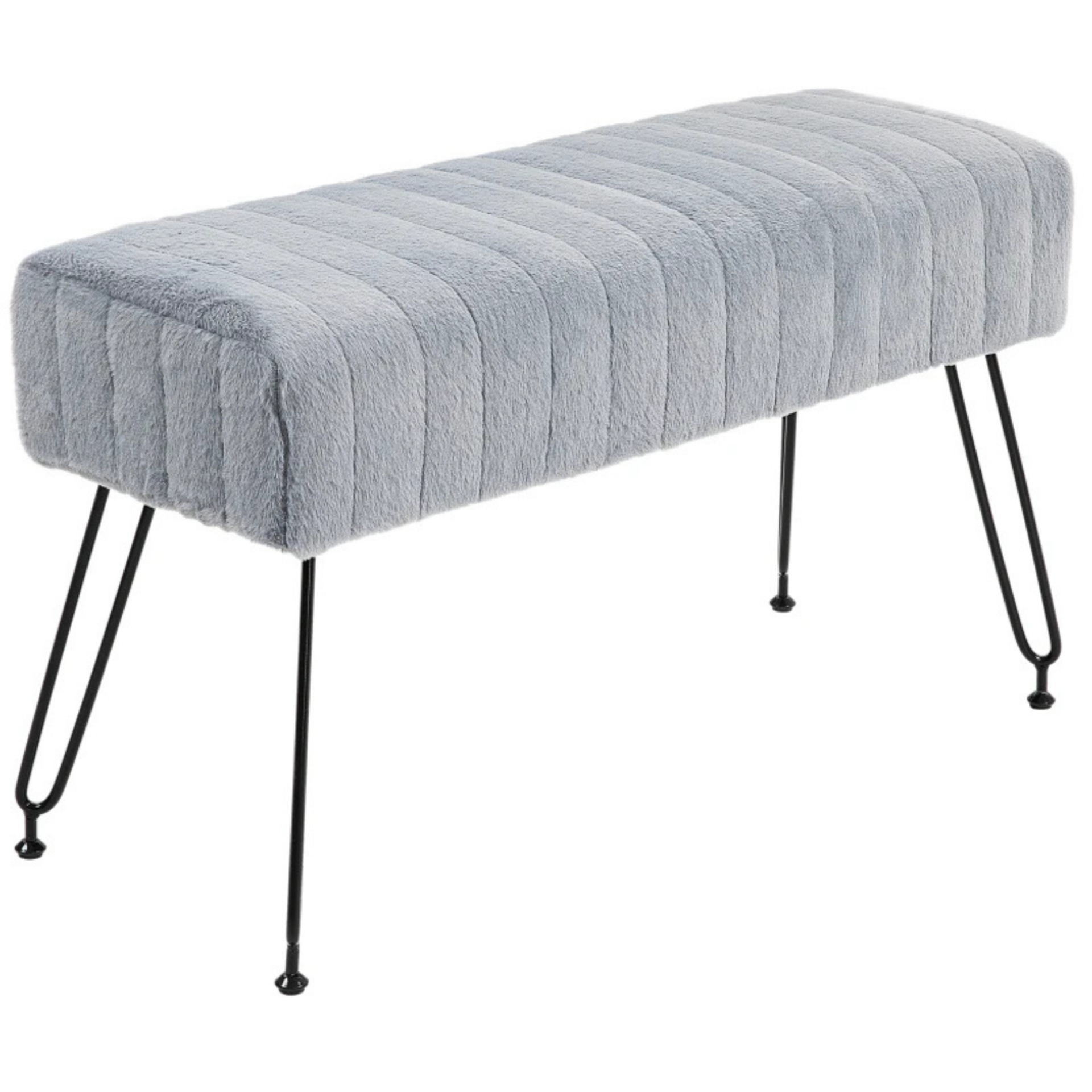 Grijs houten bedbank metalen poten – 82x30x47 cm voor hal of slaapkamer