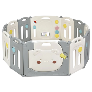 Veilige speelbox 164x154x64 cm met kleurrijk speelpaneel en antislip – ronde kunststof box met stevige panelen voor babyveiligheid
