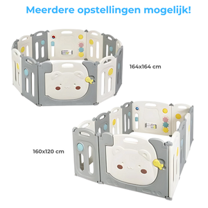 Veilige speelbox 164x154x64 cm met kleurrijk speelpaneel en antislip in ronde en rechthoekige opstelling Veilig en stabiel