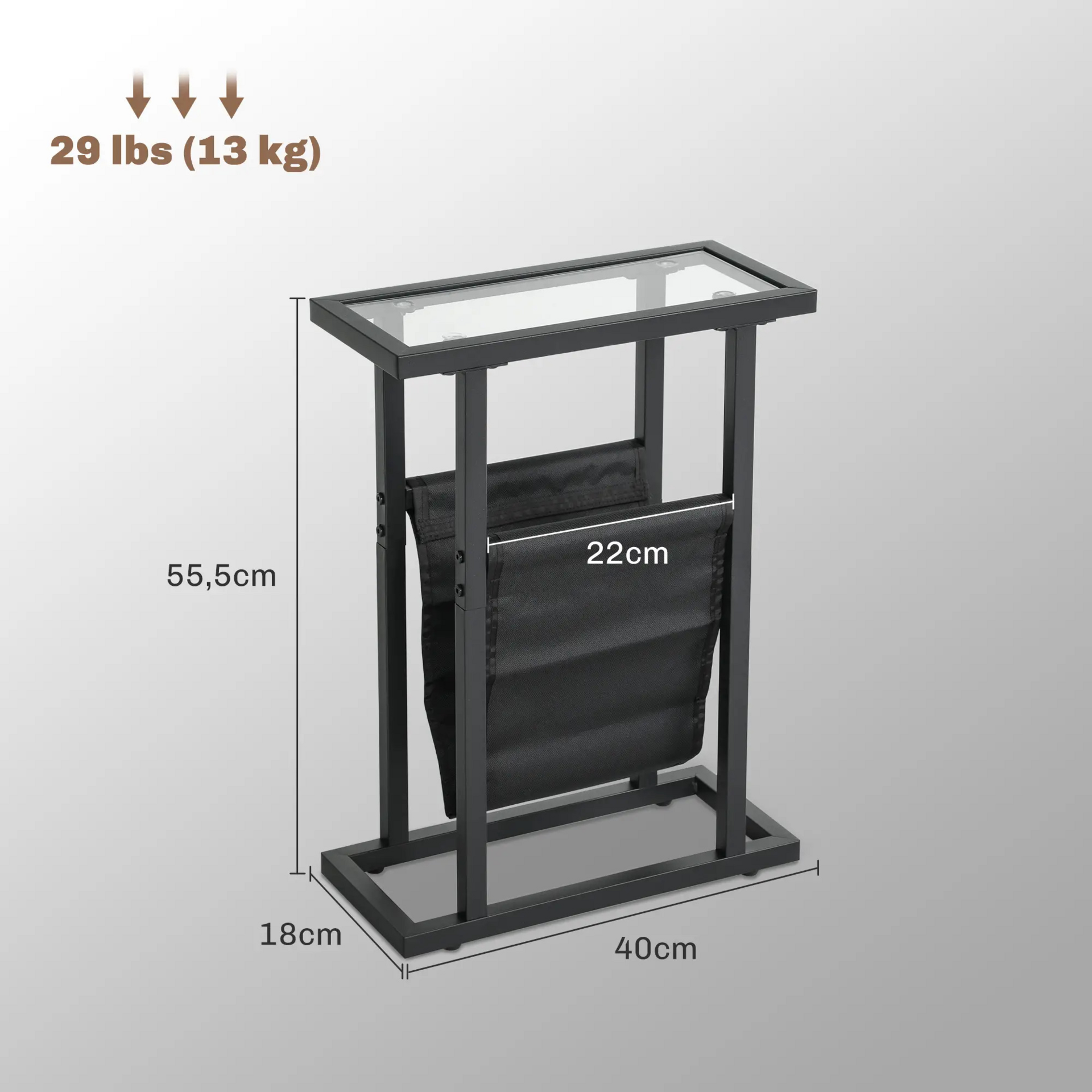 Industriële zwarte bijzettafel met krantenbak – functioneel en stijlvol ontwerp