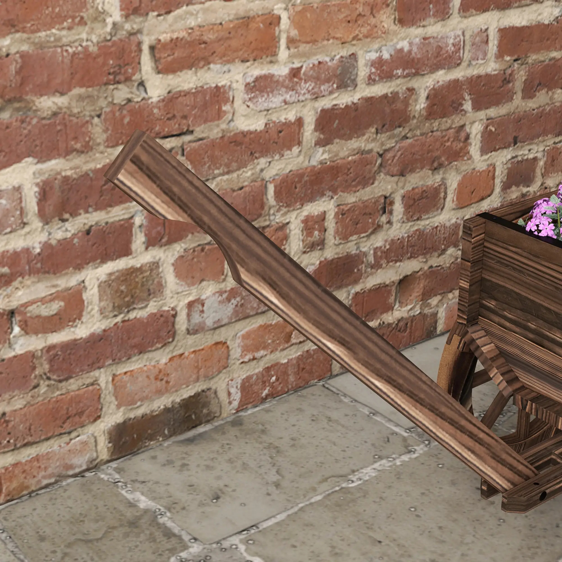 Decoratieve houten plantenbak in kruiwagenstijl – 120x41x50 cm voor tuin of terras