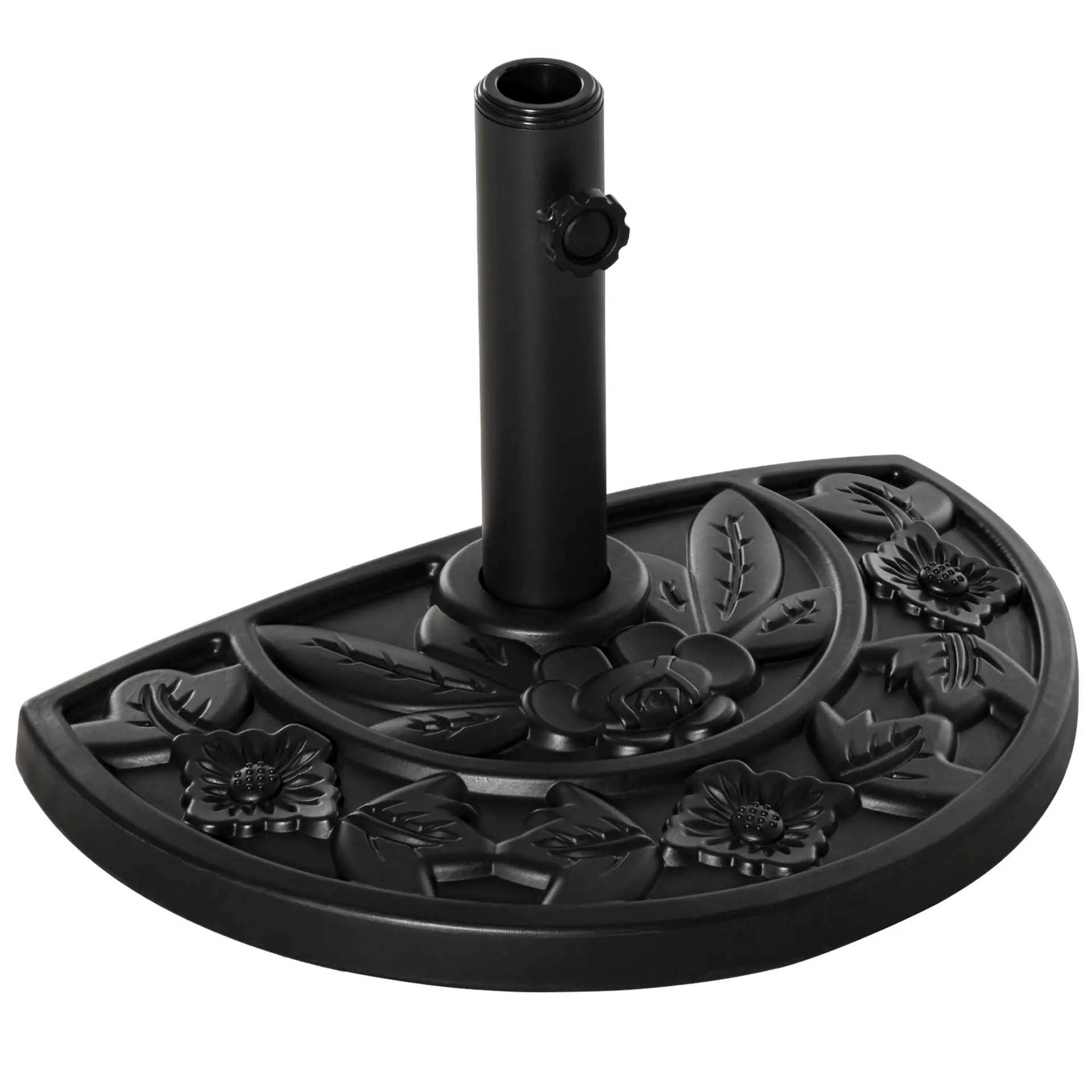 Halfronde parasolvoet zwart 9 kg – compact en stevig balkonmodel