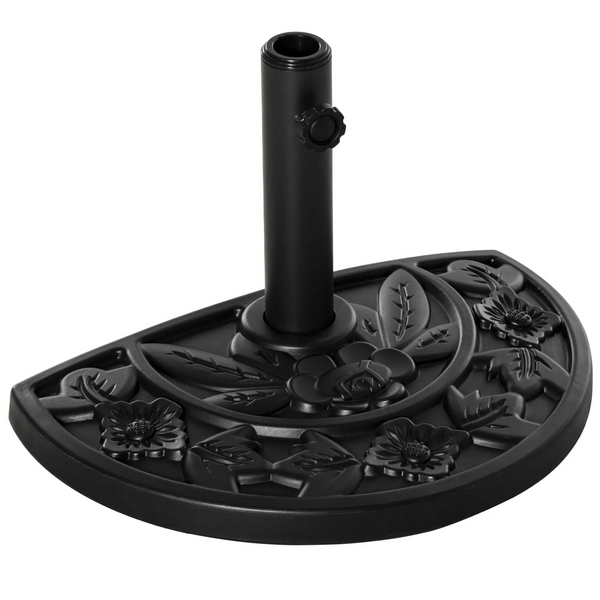 Halfronde parasolvoet zwart 9 kg – compact en stevig balkonmodel