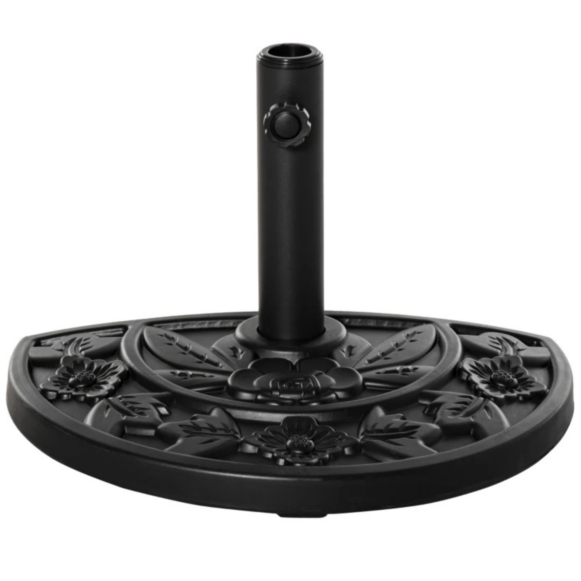 Halfronde parasolvoet zwart 9 kg – compact en stevig balkonmodel