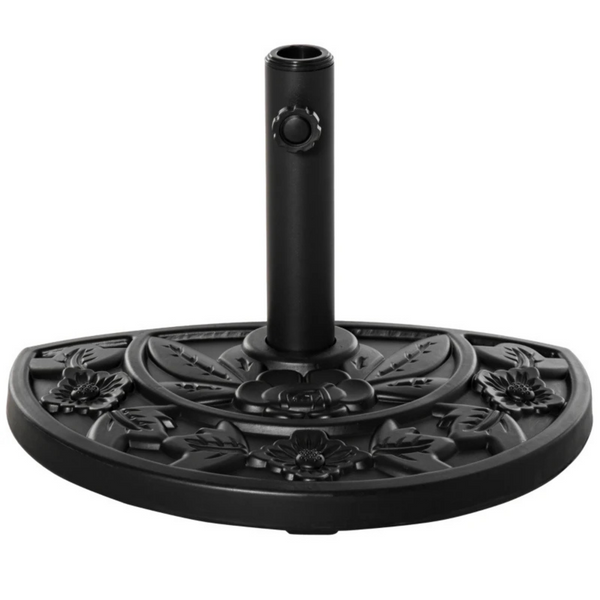 Halfronde parasolvoet zwart 9 kg – compact en stevig balkonmodel