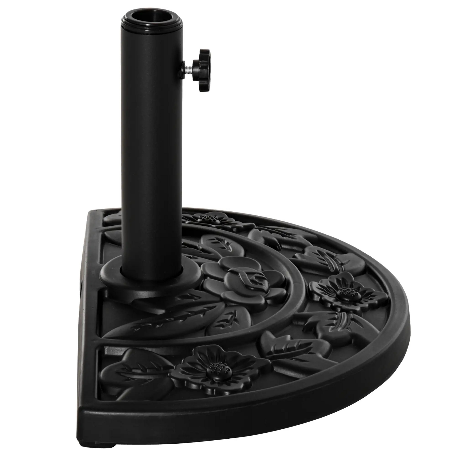 Halfronde parasolvoet zwart 9 kg – compact en stevig balkonmodel