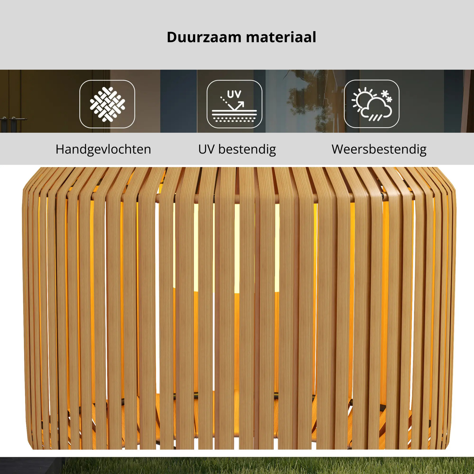 Solar tuinlamp van rattan Ø34x130 cm – sfeervolle verlichting voor buiten