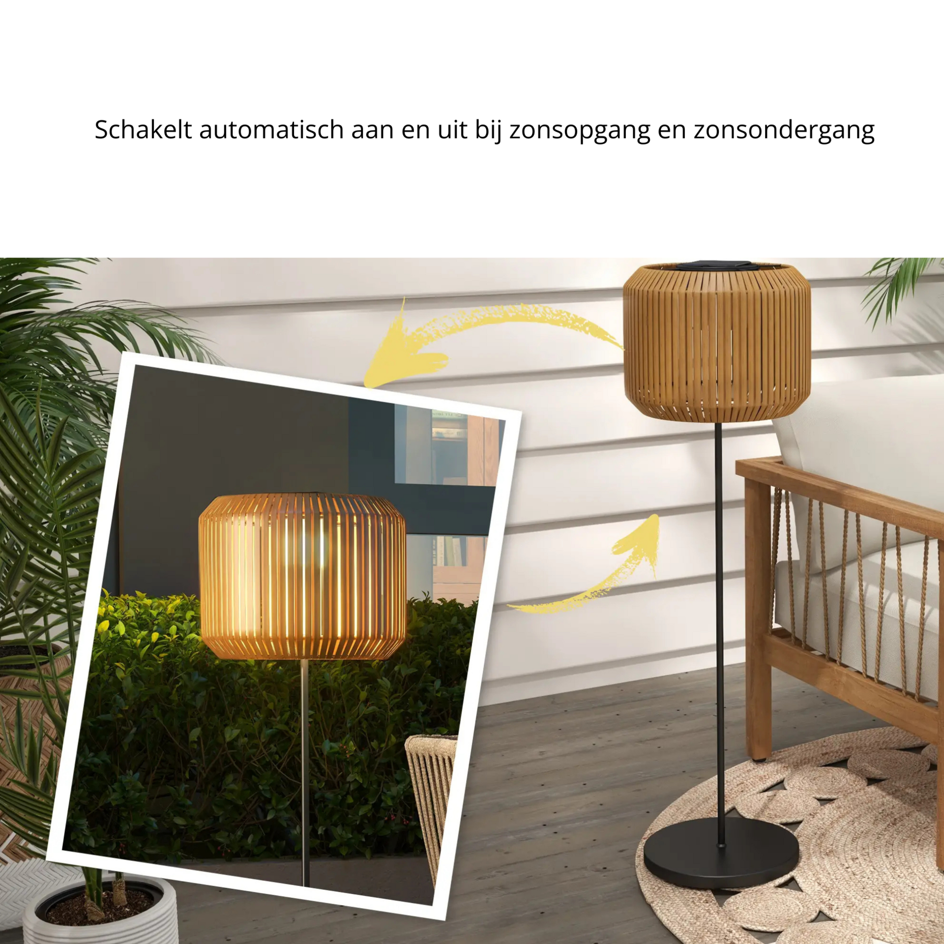 Solar tuinlamp van rattan Ø34x130 cm – sfeervolle verlichting voor buiten