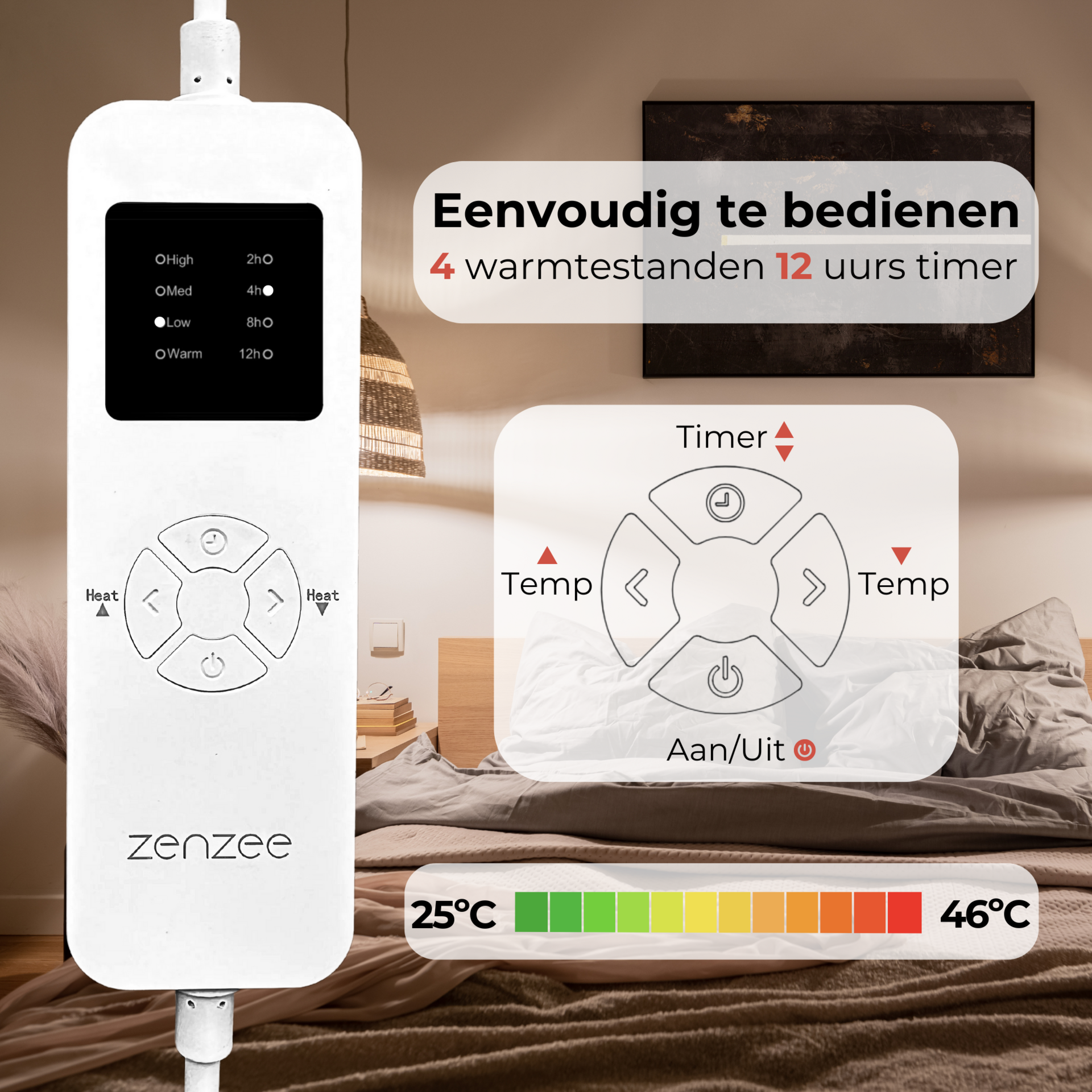 Elektrische warmtedeken XL 190x80 cm met timer voor veilige en gerichte warmte
