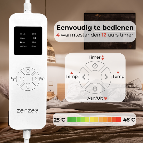 Elektrische warmtedeken XL 190x80 cm met timer voor veilige en gerichte warmte