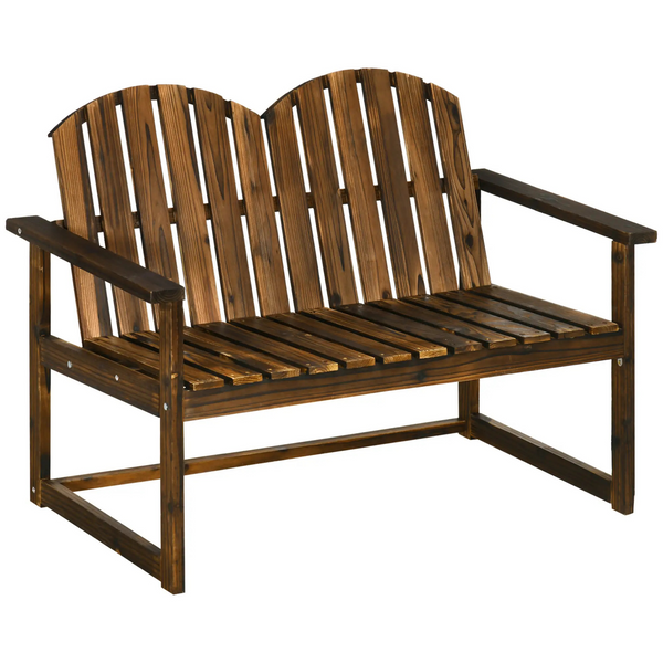 Rustieke tuinbank van donkerbruin dennenhout – 114x63x86 cm met klassieke uitstraling
