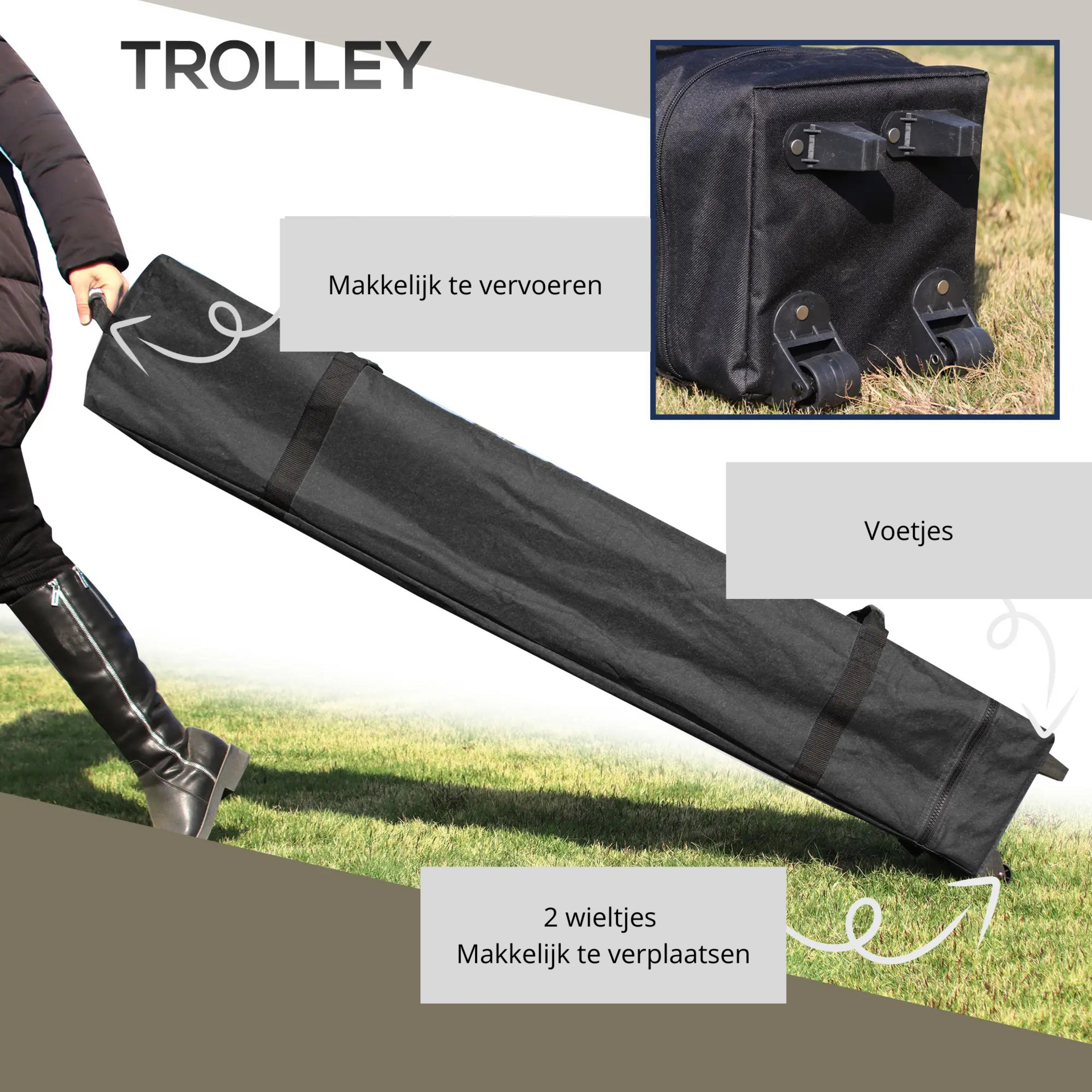 Easy up partytent 4x4 m crèmewit – met zandzakken en stevig frame voor buitengebruik