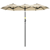 Kantelbare dubbele parasol crème 295x152 cm – met slinger en ruime overdekking