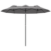 Kantelbare dubbele parasol grijs 295x152 cm – met handslinger en brede schaduw