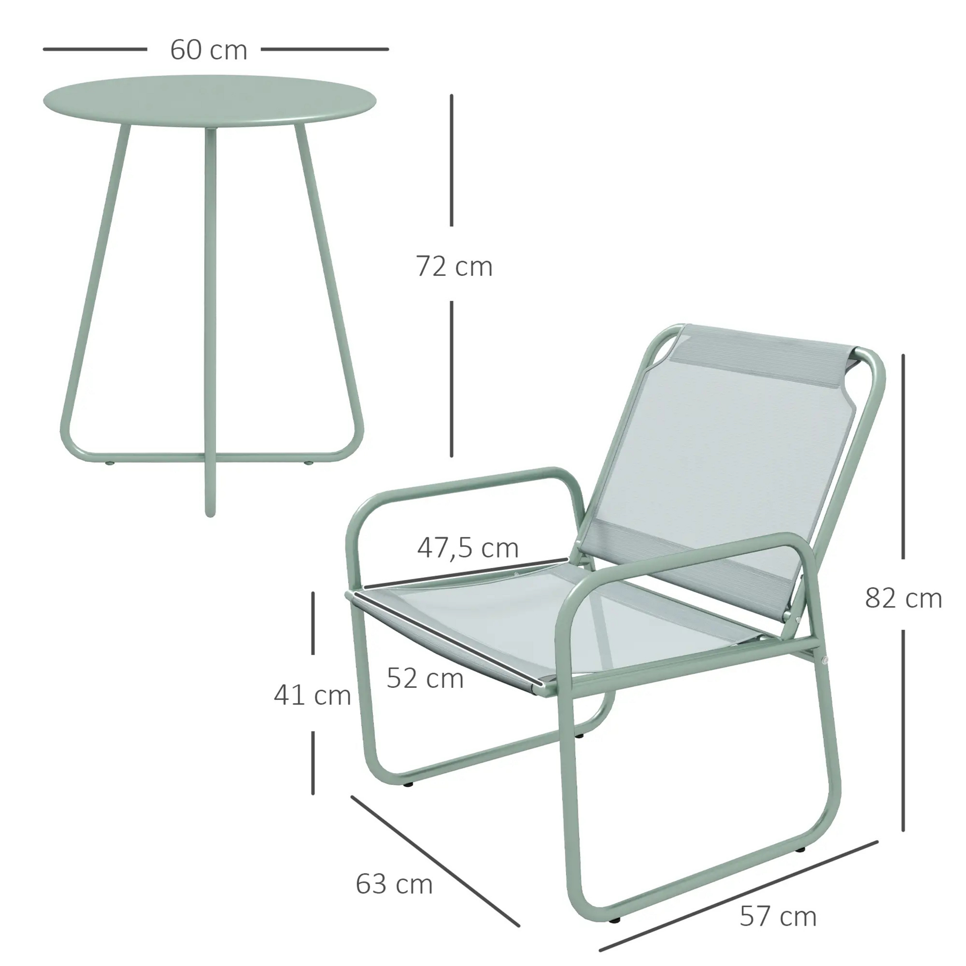 Groene metalen tuinset 3-delig – inklapbare bistroset voor balkon of terras