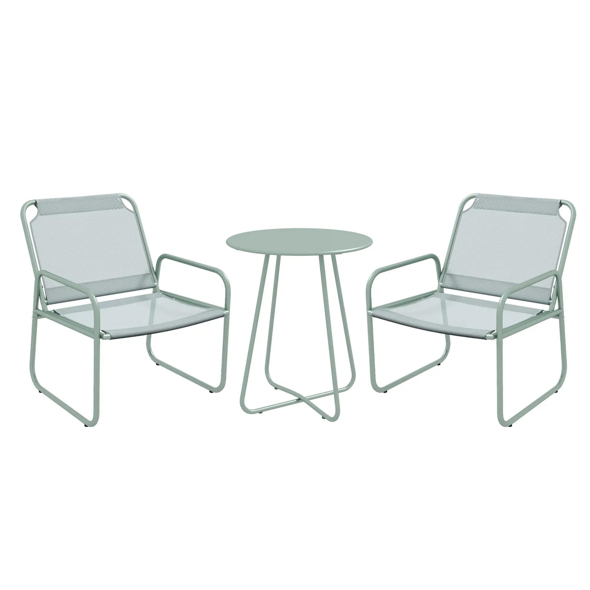 Groene metalen tuinset 3-delig – inklapbare bistroset voor balkon of terras