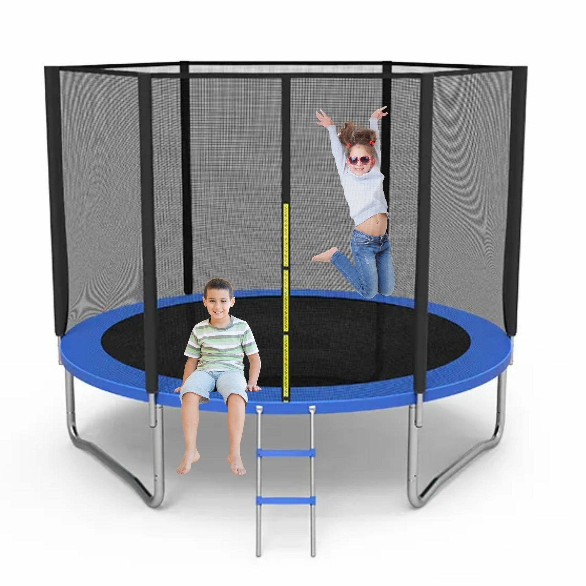 Blauwe PVC trampoline rand Ø244 cm met 15 mm vulling voor veilige bescherming en optimaal springplezier buiten
