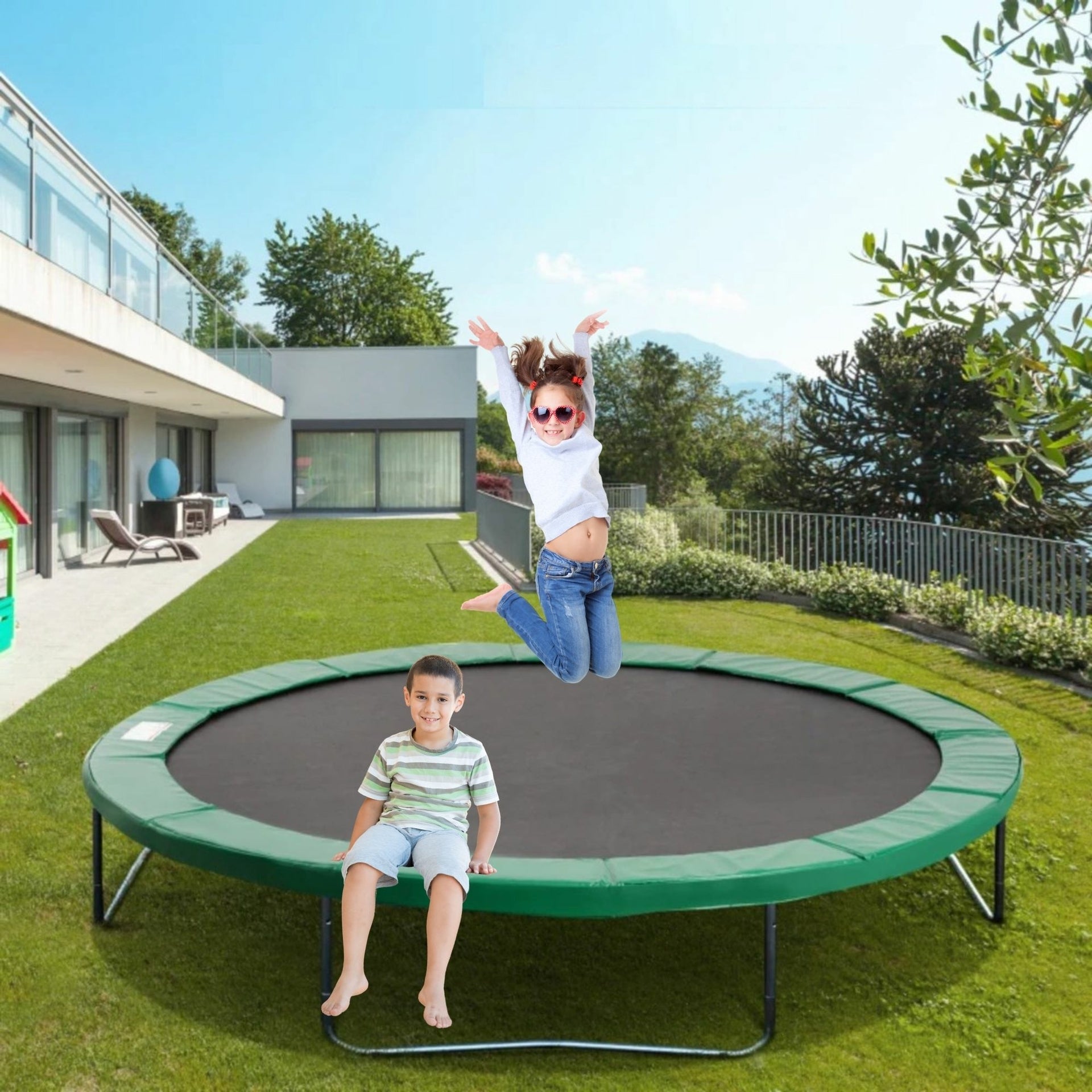 Groene PVC trampoline beschermrand 305 cm – universele pasvorm en schokabsorberend | Zenzee