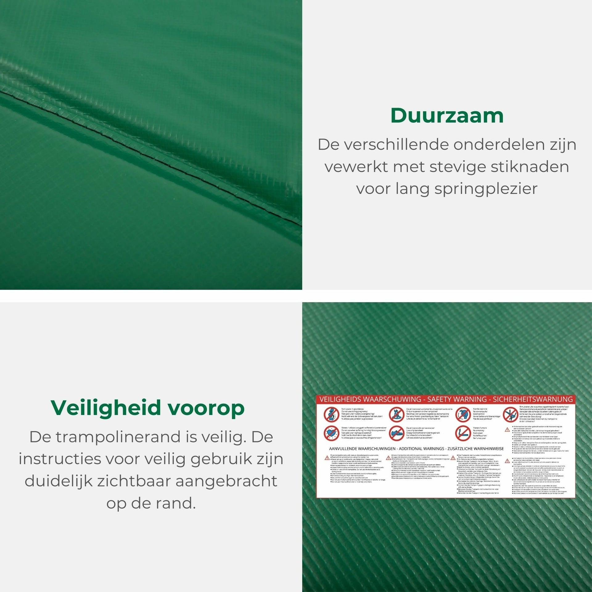 Groene PVC trampoline beschermrand 244 cm – universele pasvorm en schokabsorberend | Zenzee
