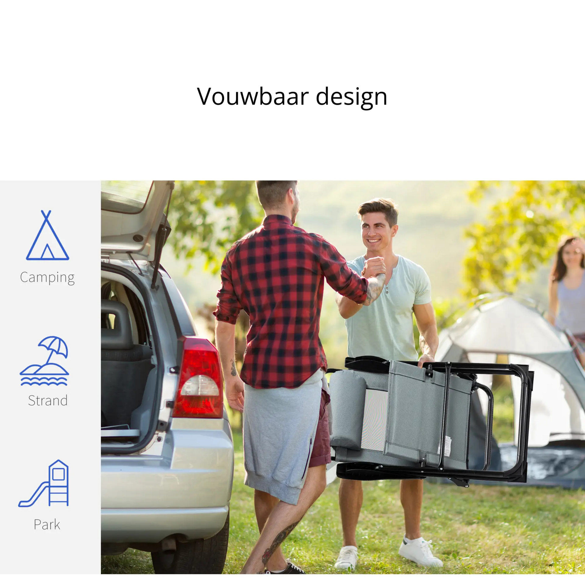 Grijze inklapbare tuinstoelen set van 2 – ademend en licht van gewicht