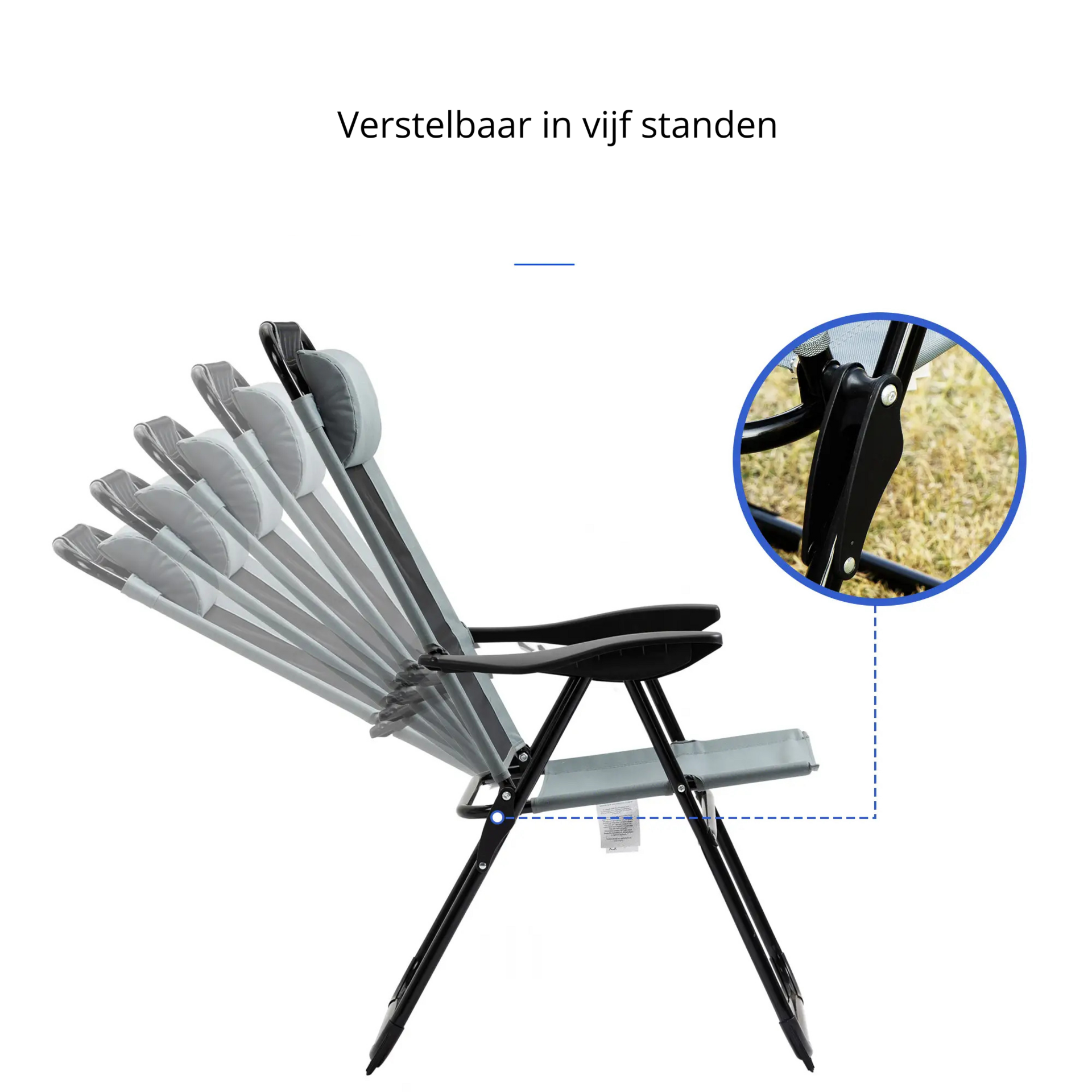 Grijze inklapbare tuinstoelen set van 2 – ademend en licht van gewicht