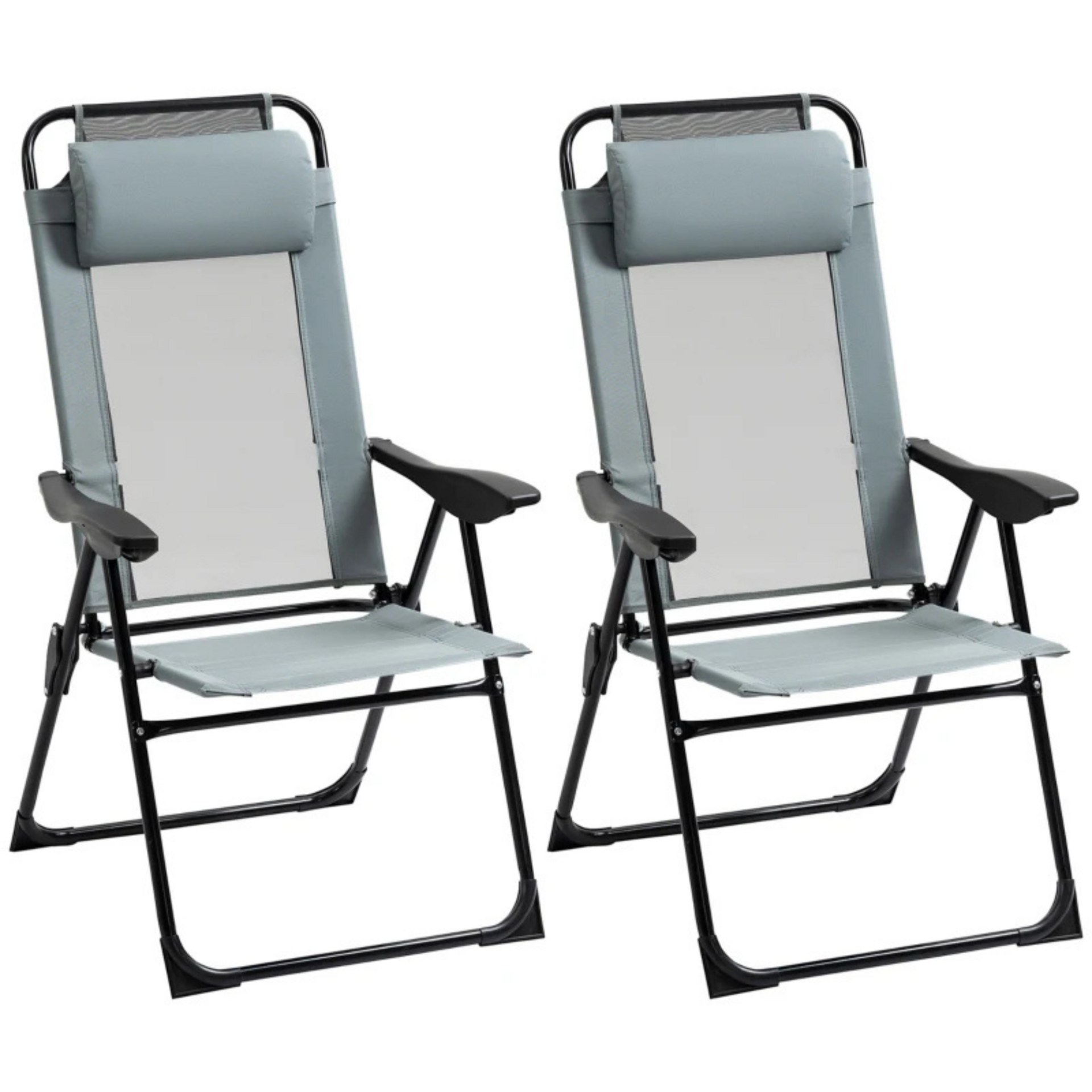 Grijze inklapbare tuinstoelen set van 2 – ademend en licht van gewicht
