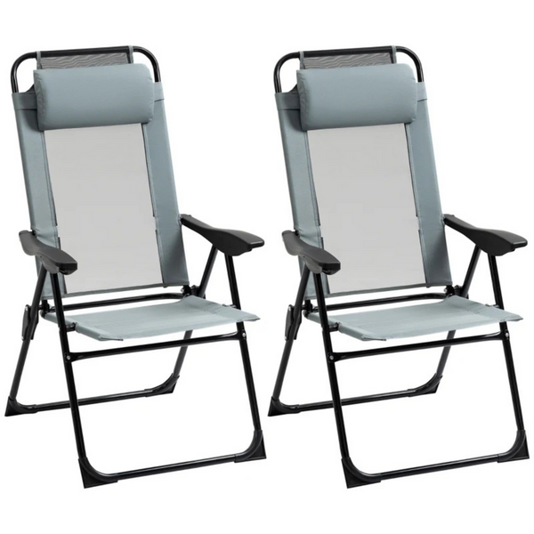 Grijze inklapbare tuinstoelen set van 2 – ademend en licht van gewicht