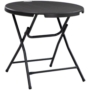 Inklapbare ronde tuintafel zwart metaal – 80 cm voor balkon of tuin met stevig frame en gemakkelijk op te bergen design