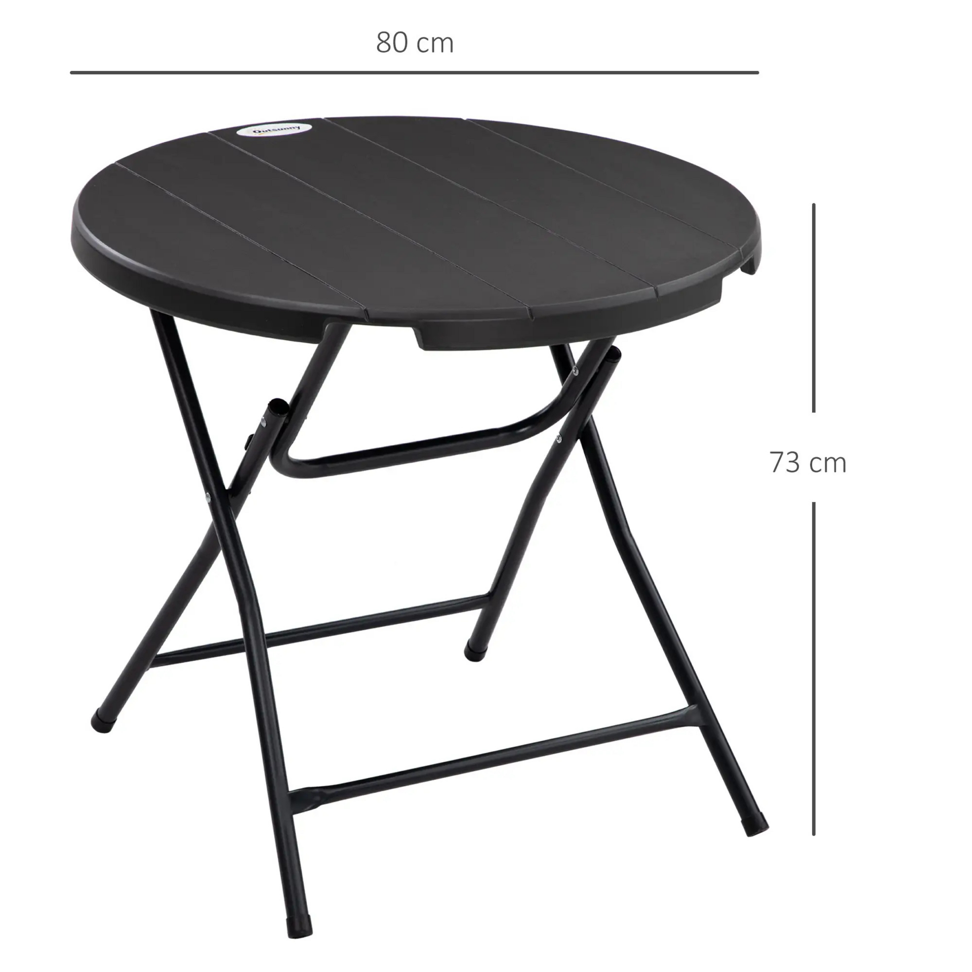 Inklapbare ronde tuintafel zwart metaal – 80 cm voor balkon of tuin