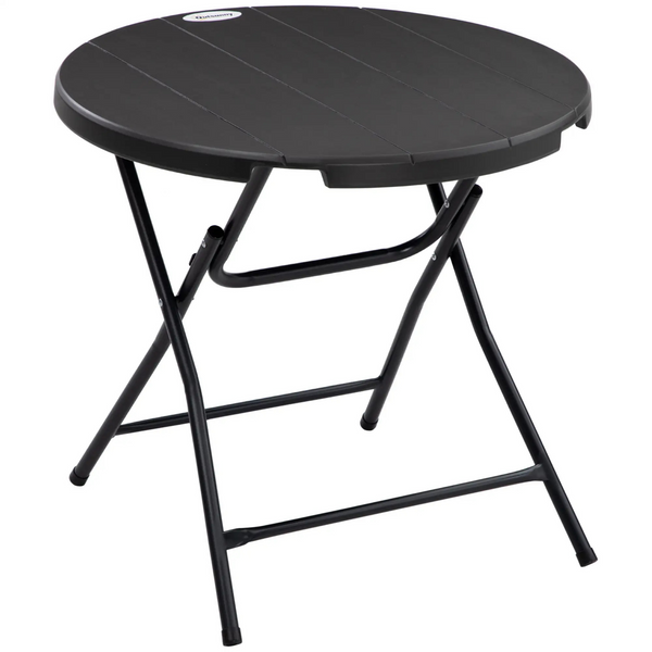 Inklapbare ronde tuintafel zwart metaal – 80 cm voor balkon of tuin