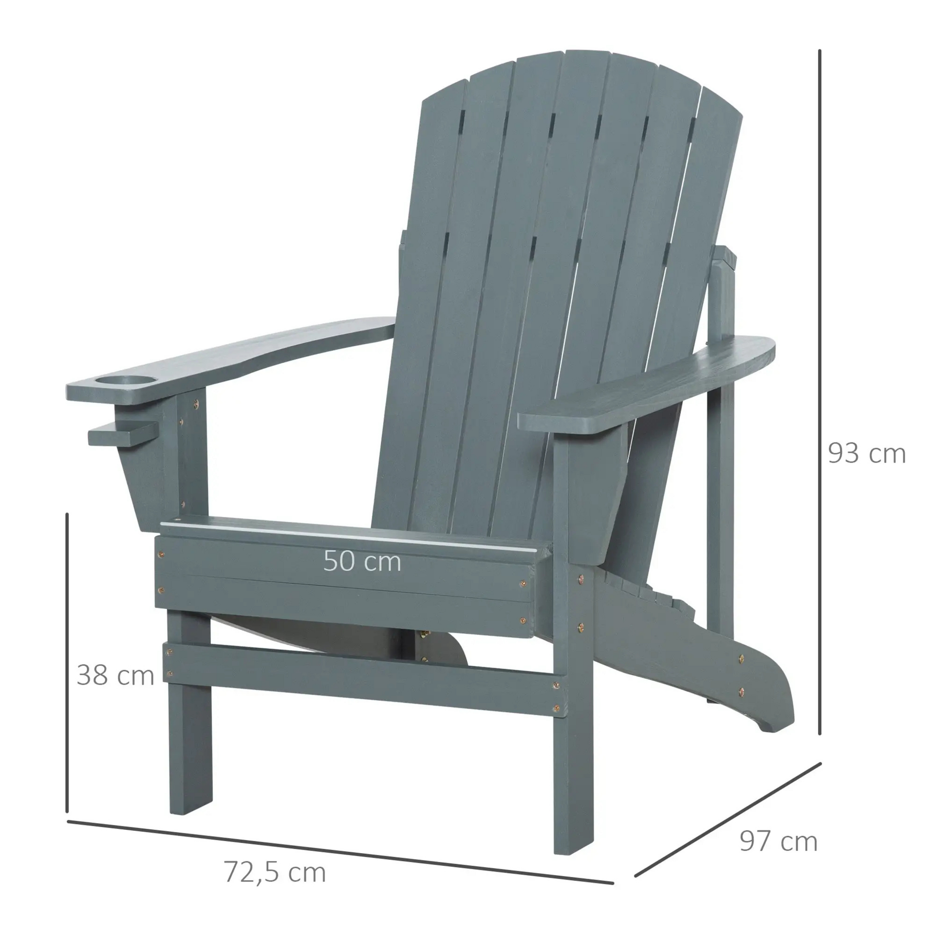 Adirondack tuinstoel van blauw hout – diepe zit en brede armleuningen voor extra comfort