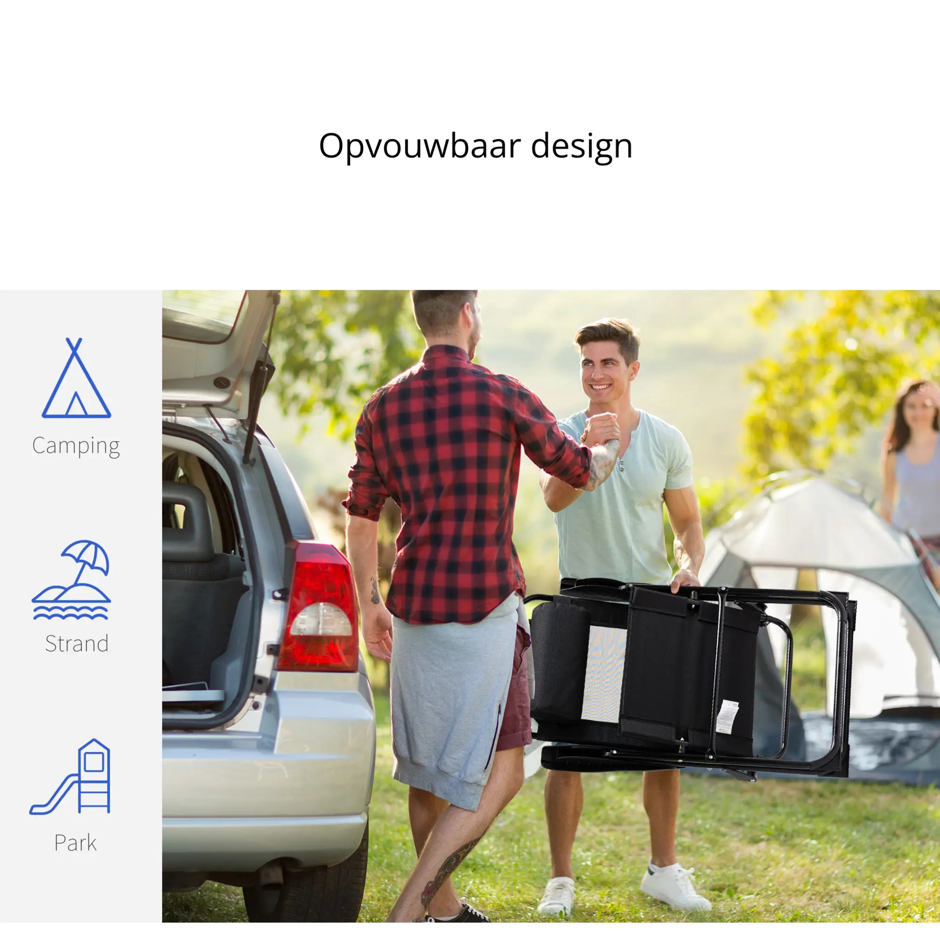 Zwarte inklapbare tuinstoelen set van 2 – lichtgewicht met armleuningen