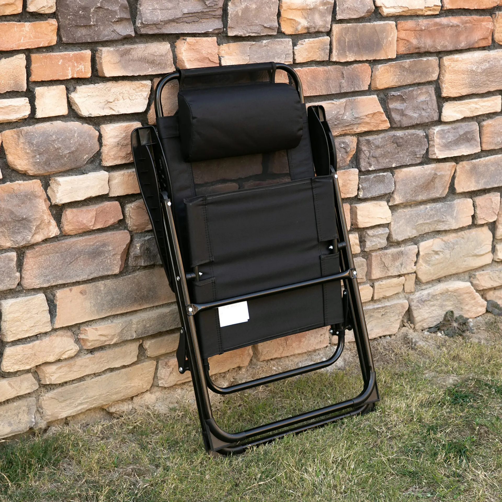 Zwarte inklapbare tuinstoelen set van 2 – lichtgewicht met armleuningen