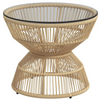 Ronde rattan boho tuintafel met glasplaat – 60x60x50 cm stijlvol en stabiel