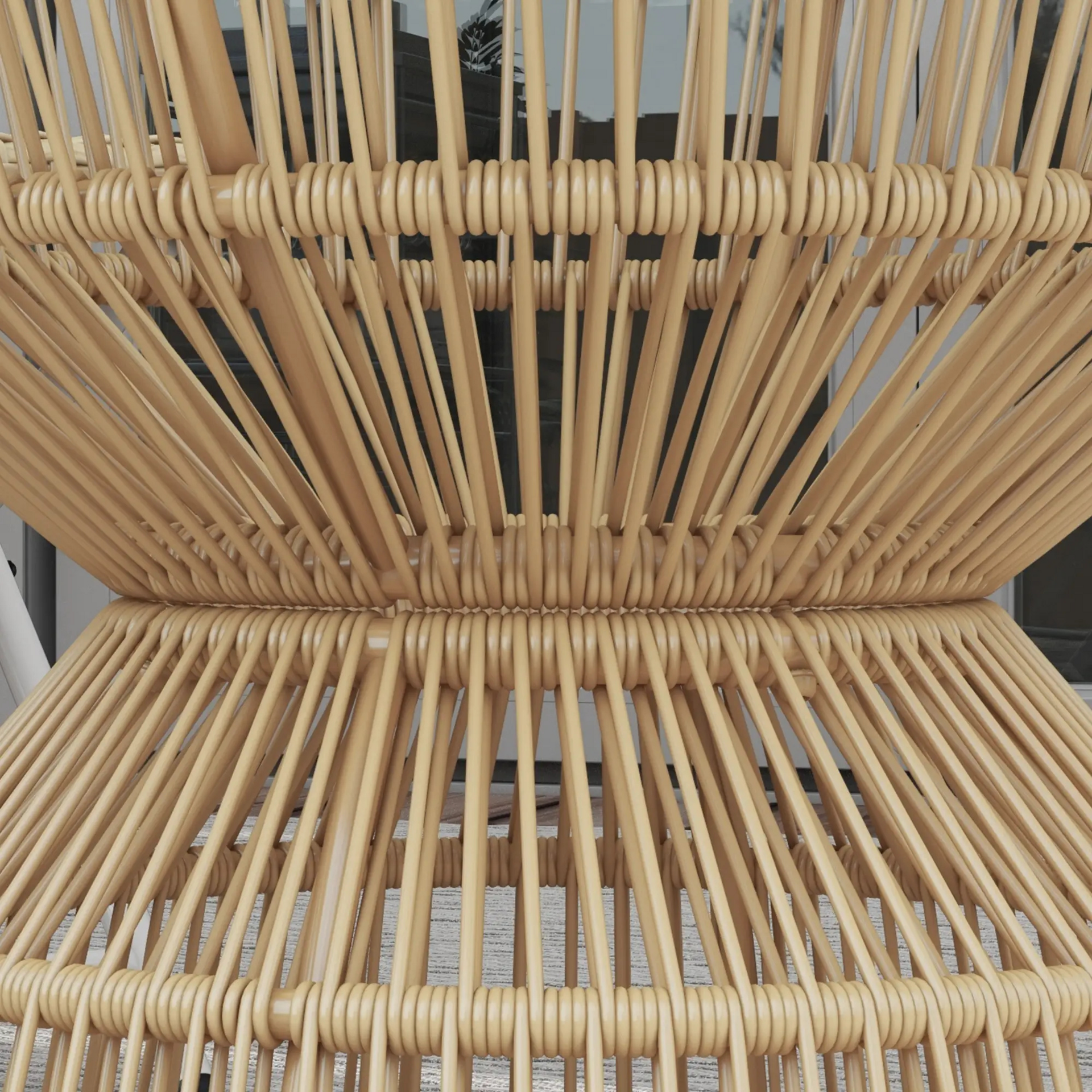 Ronde rattan boho tuintafel met glasplaat – 60x60x50 cm stijlvol en stabiel