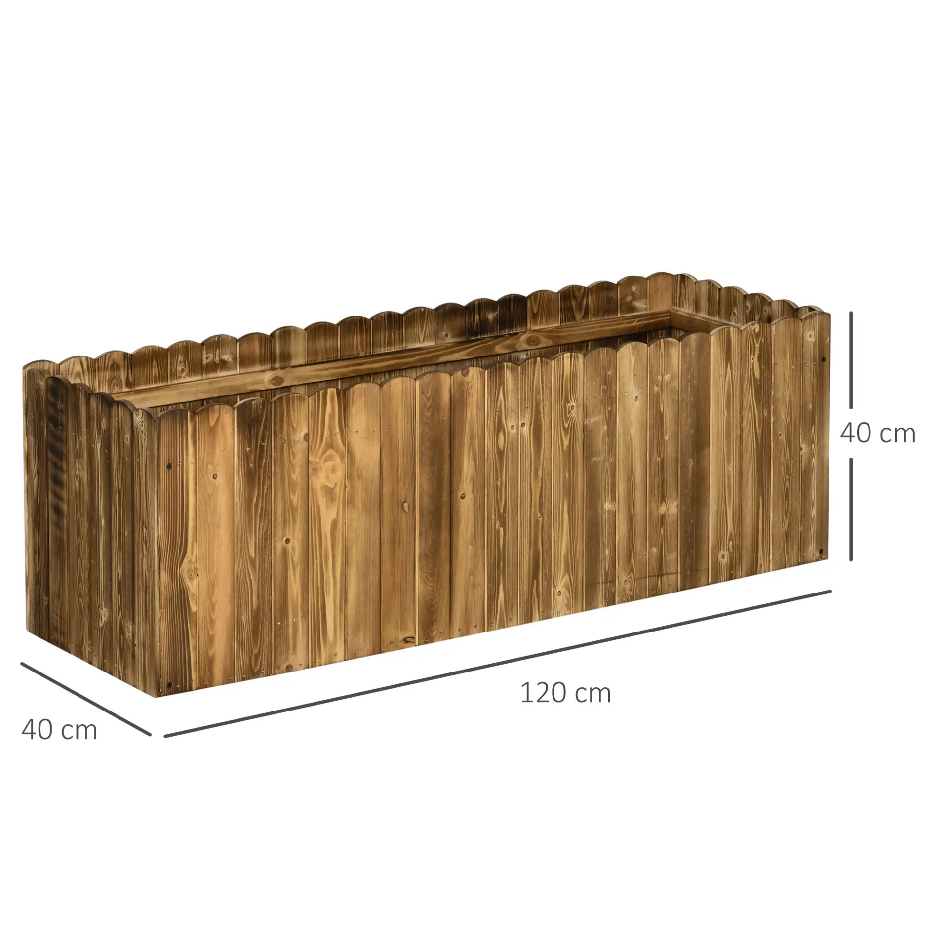 Verhoogde houten plantenbak 120x40x40 cm – robuust en stijlvol voor buiten
