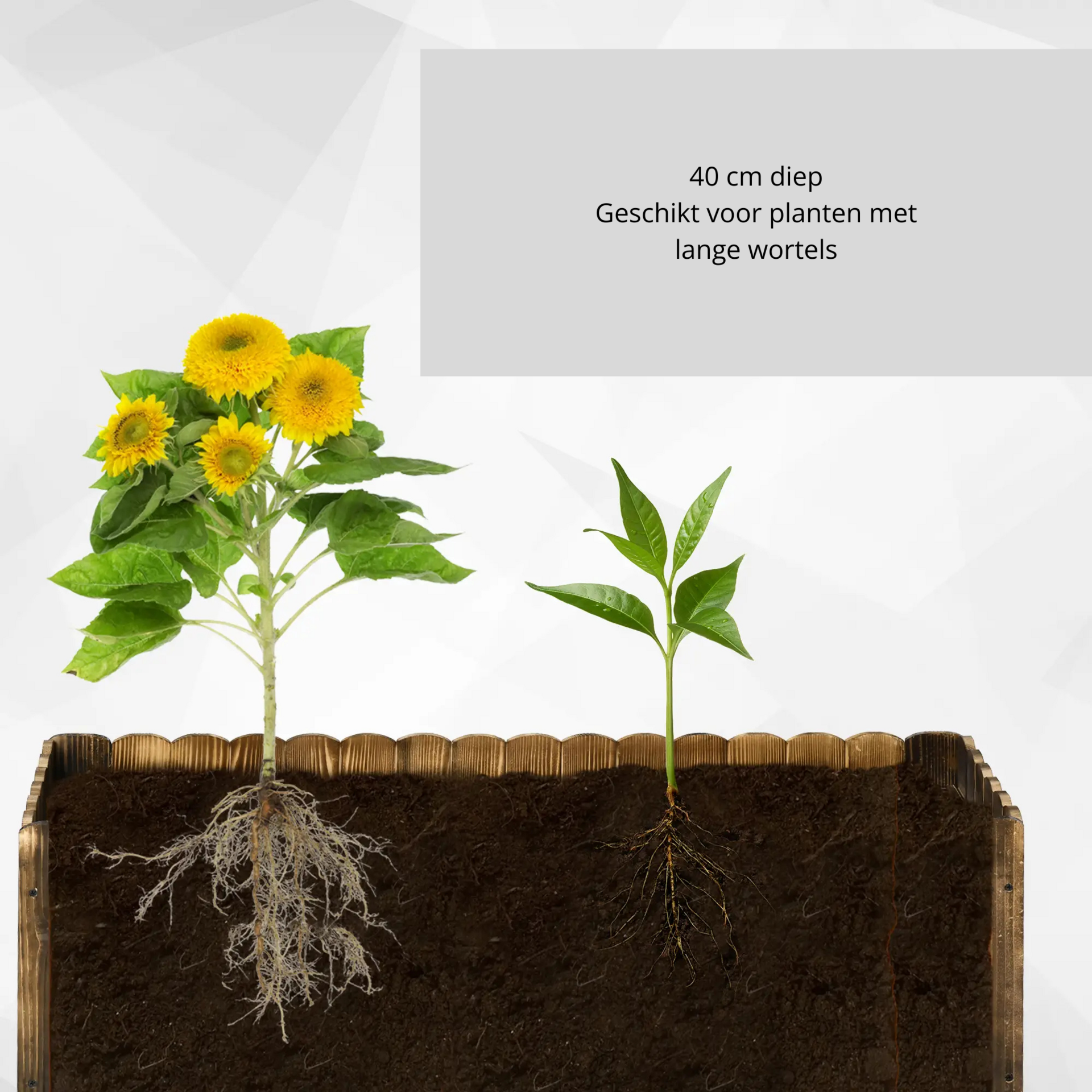 Verhoogde houten plantenbak 120x40x40 cm – robuust en stijlvol voor buiten