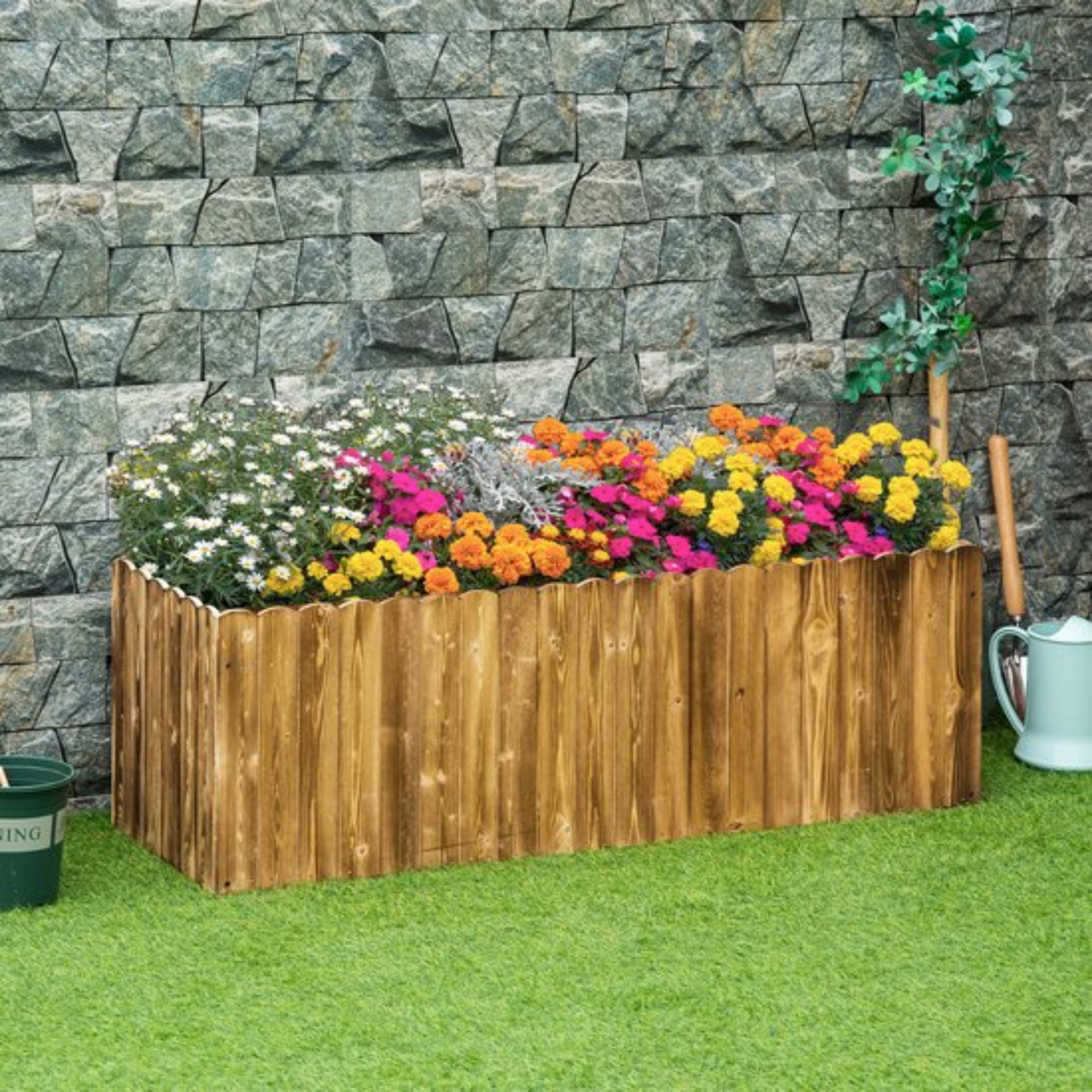 Verhoogde houten plantenbak 120x40x40 cm – robuust en stijlvol voor buiten