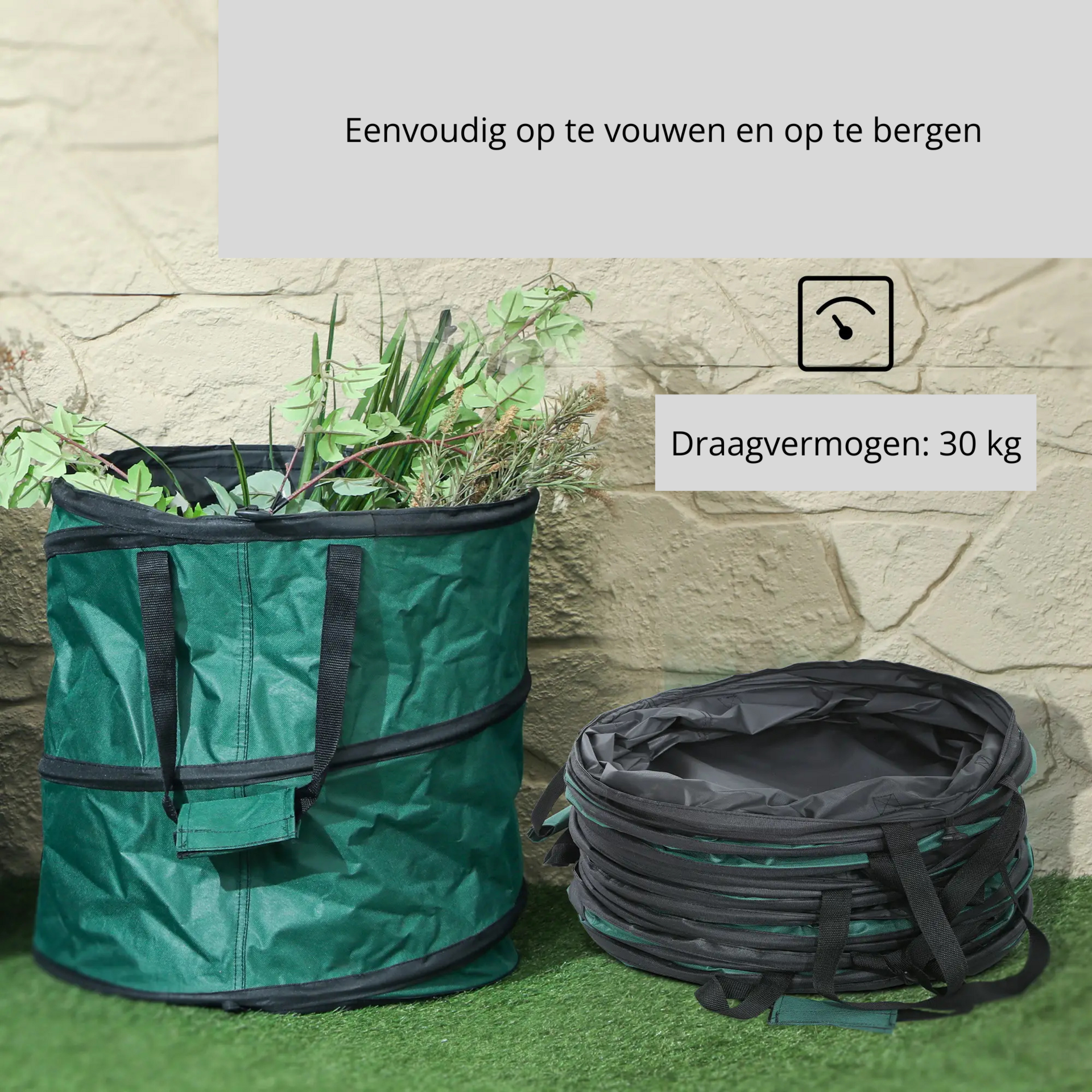 Set van 4 tuinafvalzakken 4 x 86 liter – herbruikbaar, stevig en met handgrepen