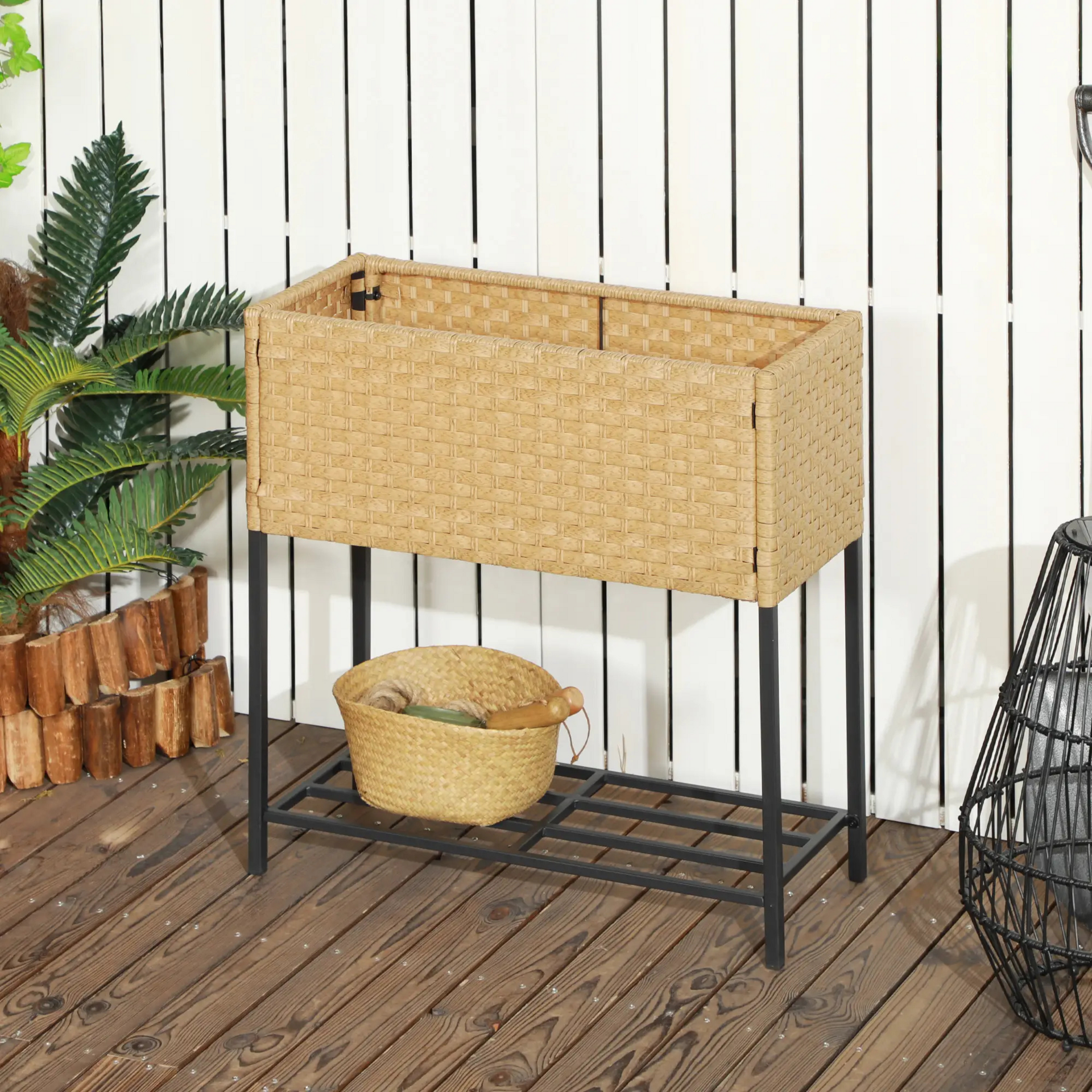 Verhoogde plantentafel en plantenbak – zandkleur, 70x30x72 cm voor gemakkelijk tuinieren