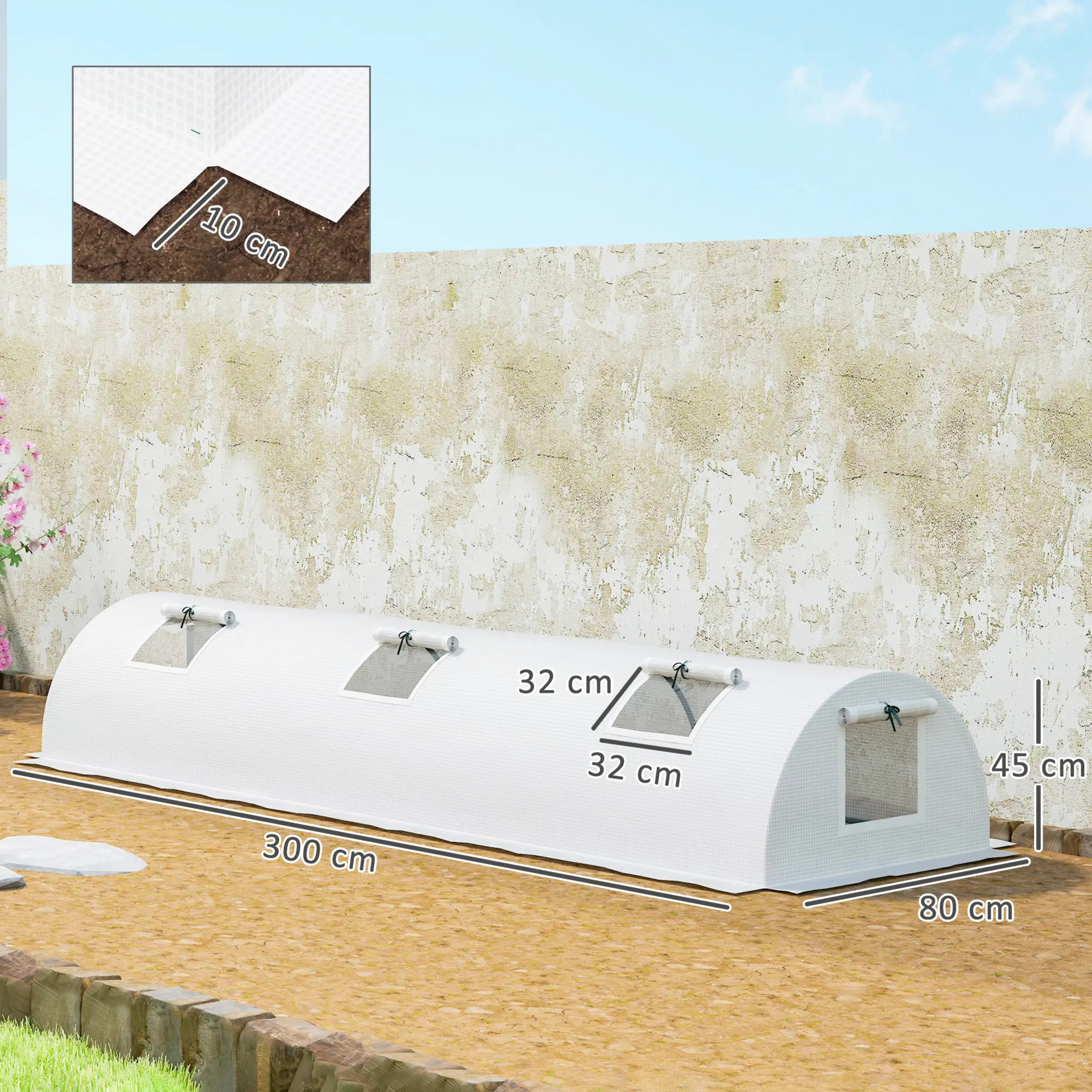 Witte foliekas 3 meter – bescherm jonge planten tegen kou en wind