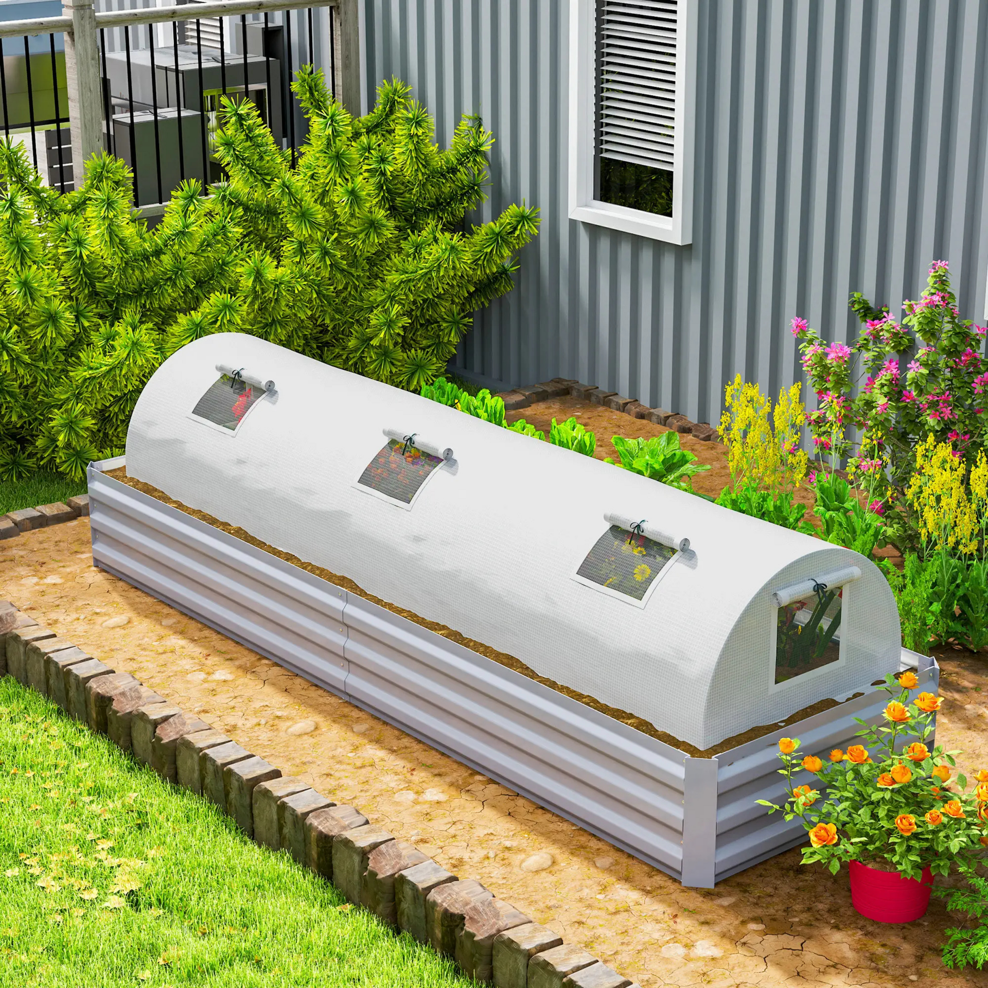 Witte foliekas 3 meter – bescherm jonge planten tegen kou en wind