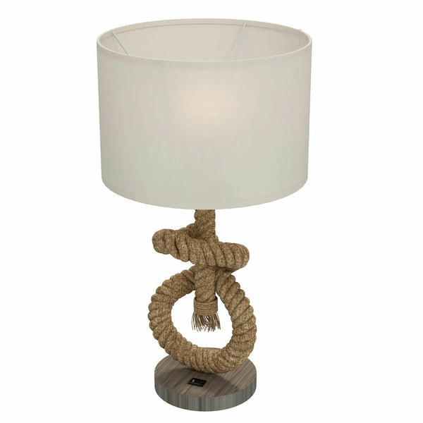 Tafellamp leeslamp met hennep touw, LED en USB oplaadpunt