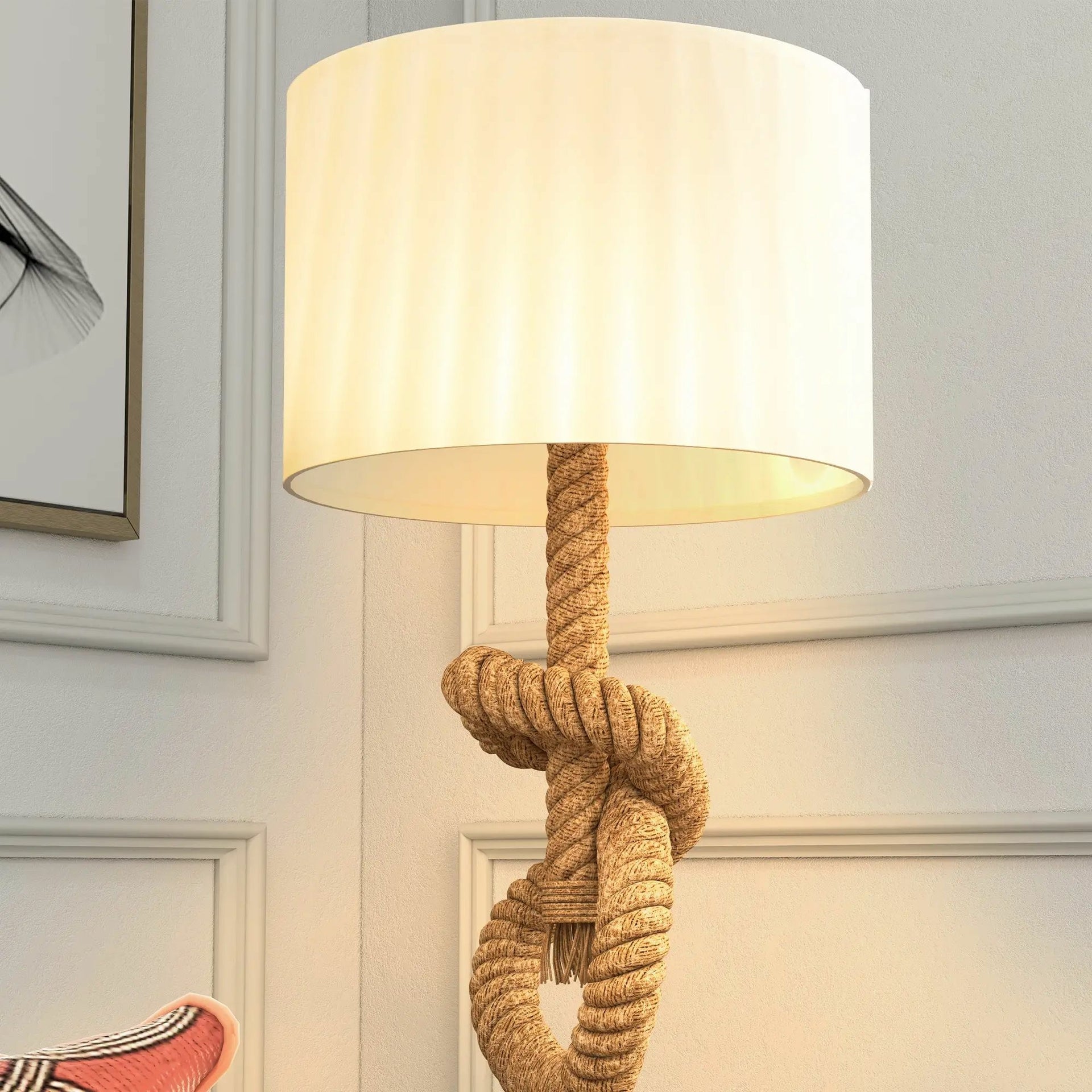 Tafellamp leeslamp met hennep touw, LED en USB oplaadpunt