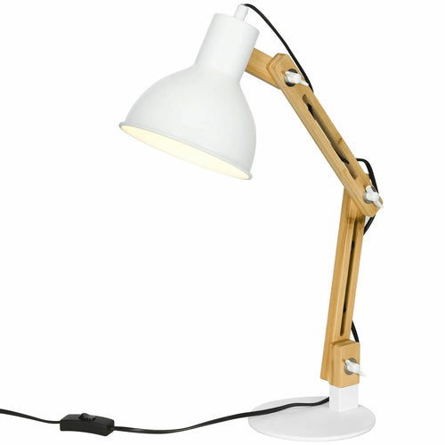 Verstelbare bureaulamp bamboe wit – 40 W energiezuinig
