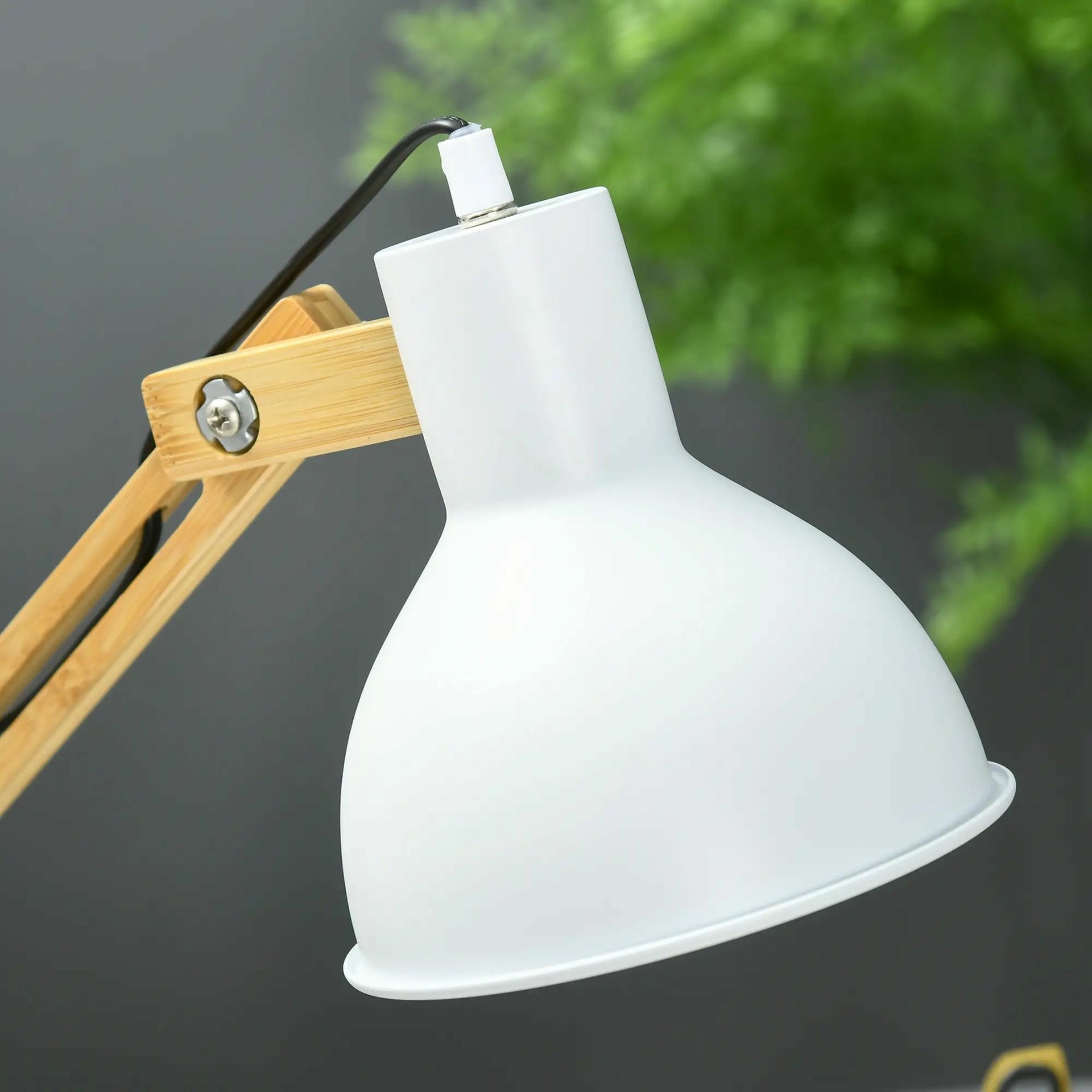 Verstelbare bureaulamp bamboe wit – 40 W energiezuinig